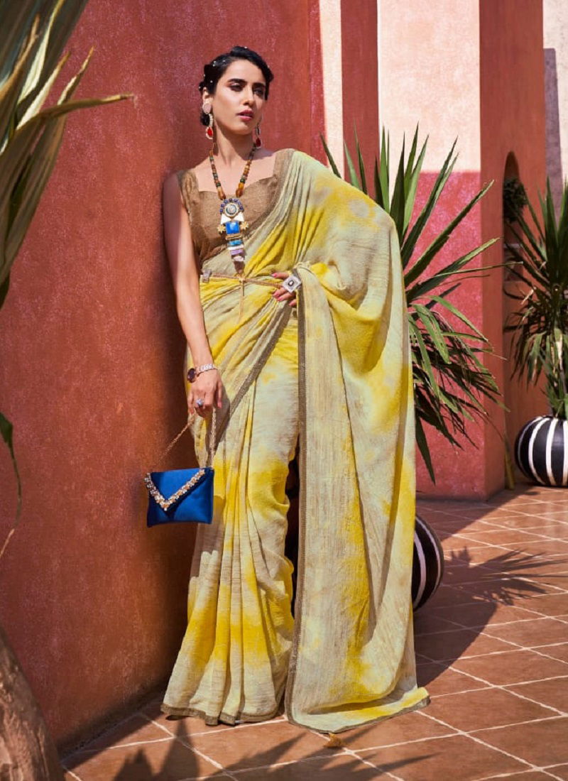 5D Designer Marie Gold 4111- 4118 Wholesale Printed Sarees Catalog